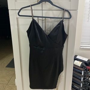 Little black dress with rhinestones